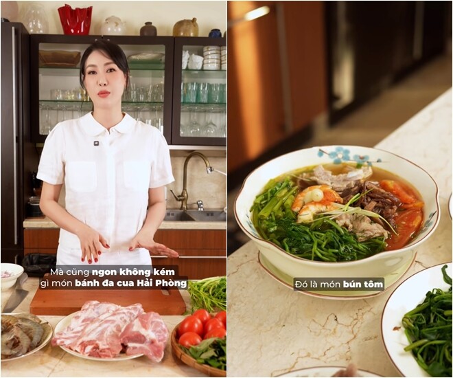 amp;#34;Hoa hậu nhà trăm tỷamp;#34; đeo nhẫn kim cương vào bếp làm món đặc sản Hải Phòng, dàn sao Việt khen nức nở - 1