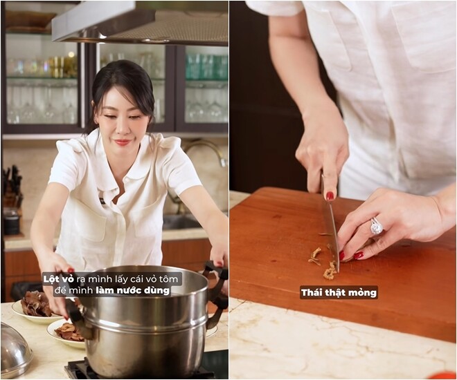 amp;#34;Hoa hậu nhà trăm tỷamp;#34; đeo nhẫn kim cương vào bếp làm món đặc sản Hải Phòng, dàn sao Việt khen nức nở - 7