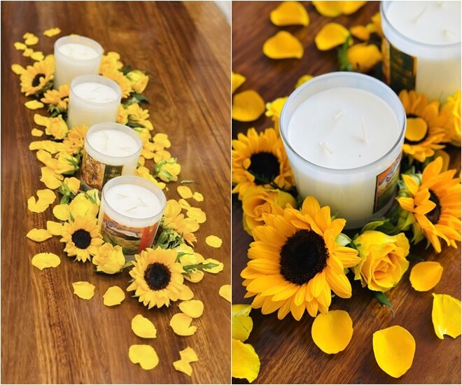 Hôm khác cô lại trang trí với hoa hồng vàng, hoa hướng dương. Giọng ca “Tóc hát” chia sẻ: “Nay đổi concept…”