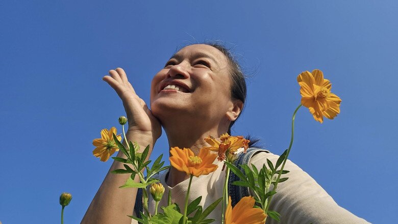 Bên cạnh đó, khu vườn của Táo Văn thể - Táo Quân 2024 còn ngập tràn sắc hoa. Trong khu vườn của nghệ sĩ Tú Oanh, cúc sao nháy vàng chiếm trọn cả một góc đất rộng.