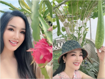 Hoa hậu độc nhất vô nhị Việt Nam mát tay trồng quả ngọt trên sân thượng lâu đài trắng 1.000m2
