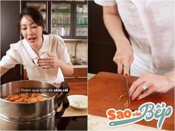 Hoa hậu nhà trăm tỷ đeo nhẫn kim cương vào bếp làm món đặc sản Hải Phòng, dàn sao Việt khen nức nở