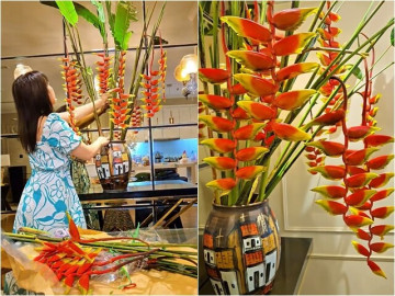 Vợ đảm của Mạnh Trường cắm hoa lúc 1h sáng: Loài hoa phong thuỷ đỏ rực hứa hẹn nhiều may mắn, tài lộc