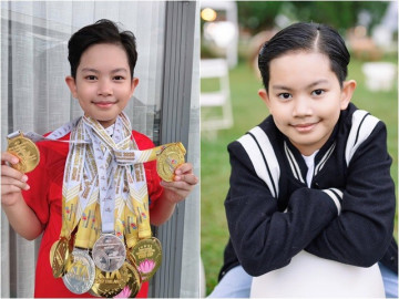 Con trai Khánh Thi - Phan Hiển 10 tuổi sở hữu số huy chương khổng lồ, nói bố mẹ hung dữ như nhau