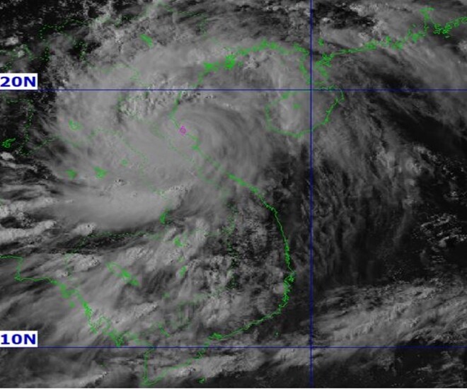 Ảnh mây vệ tinh của cơn bão số 5 lúc 4 giờ chiều 25-8