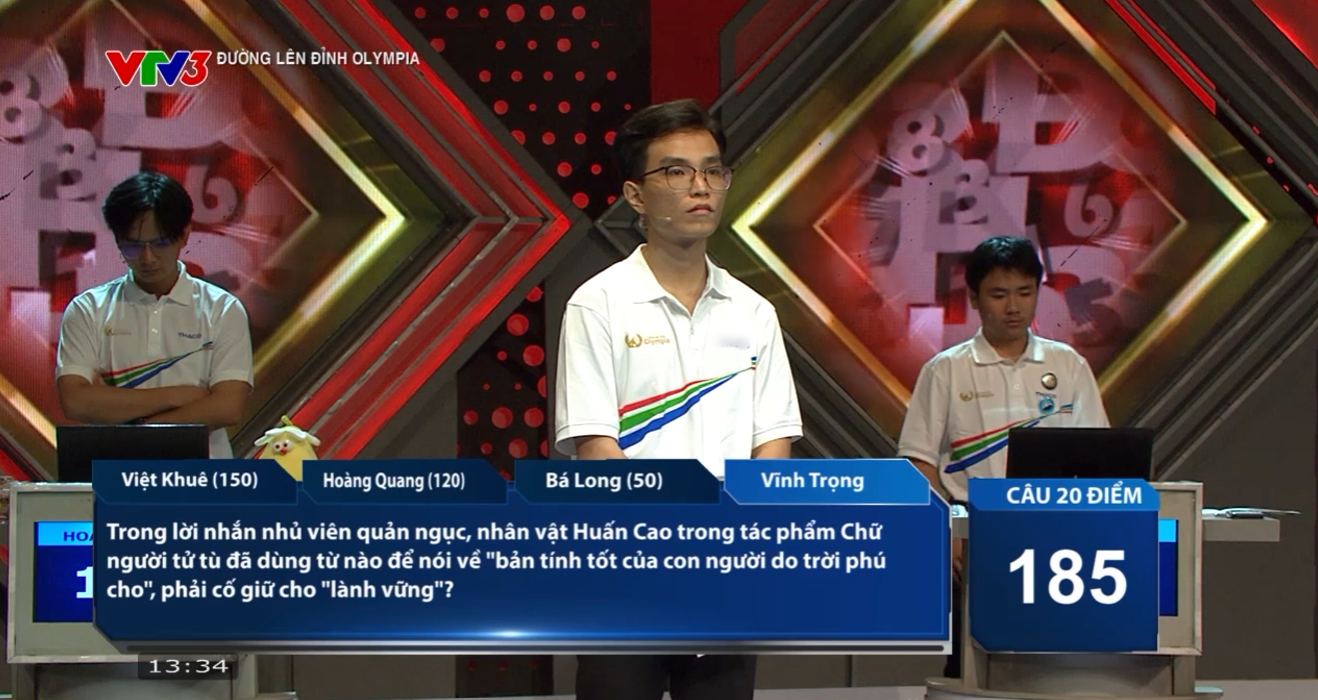 Vĩnh Trọng là người Về đích đầu tiên với 1 câu trả lời đúng. Việt Khuê đưa ra 1 đáp án chính xác, lấy đi 20 điểm của Vĩnh Trọng. 