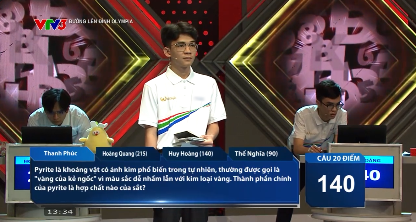 Người Về đích thứ 2 là Thanh Phúc, rất tiếc không có đáp án nào chính xác. Hoàng Quang đưa ra một câu trả lời đúng, lấy đi 20 điểm của Thanh Phúc. Huy Hoàng trả lời sai và bị trừ 10 điểm. 