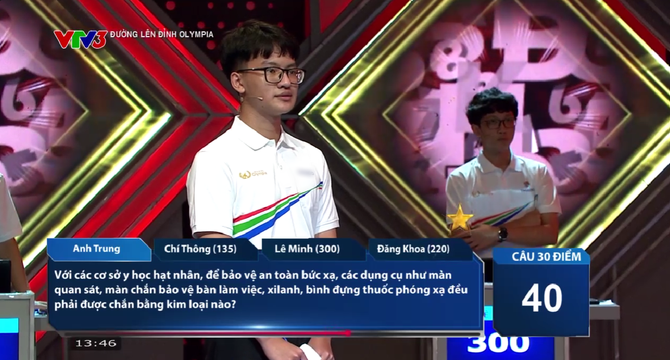 Anh Trung đã Về đích với tinh thần chơi hết mình cùng gói câu hỏi 90 điểm. Anh Trung đưa ra 1 đáp án chính xác cùng ngôi sao hi vọng, nâng tổng số điểm lên 100. Lê Minh đưa ra 1 câu trả lời đúng và giành điểm.