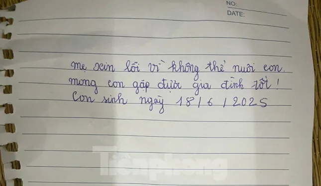 Người mẹ bỏ con với những lời thống thiết.