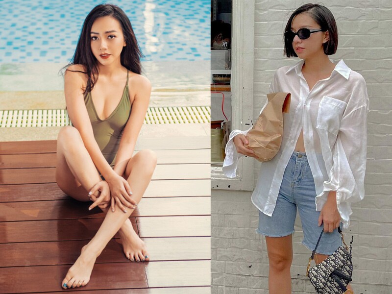 Khi nắng nóng, các người đẹp Việt càng phóng khoáng trong cách ăn mặc. Băng Di từng diện chiếc áo sơ mi trắng siêu mỏng, buông cúc áo hờ hững khi chỉ cài đúng 1 chiếc nút cúc trên cùng khi đi… mua bánh mì.