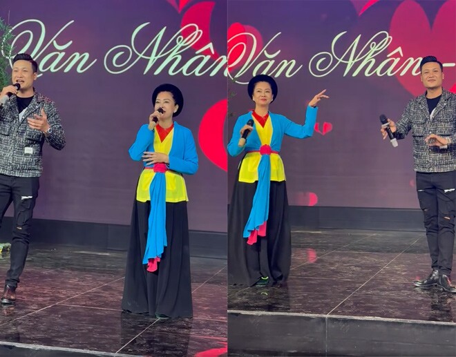 Hình ảnh NSƯT An Chinh khi đi hát được ca sĩ Hồ Quang 8 quay trong một video vào tháng 3 năm nay.