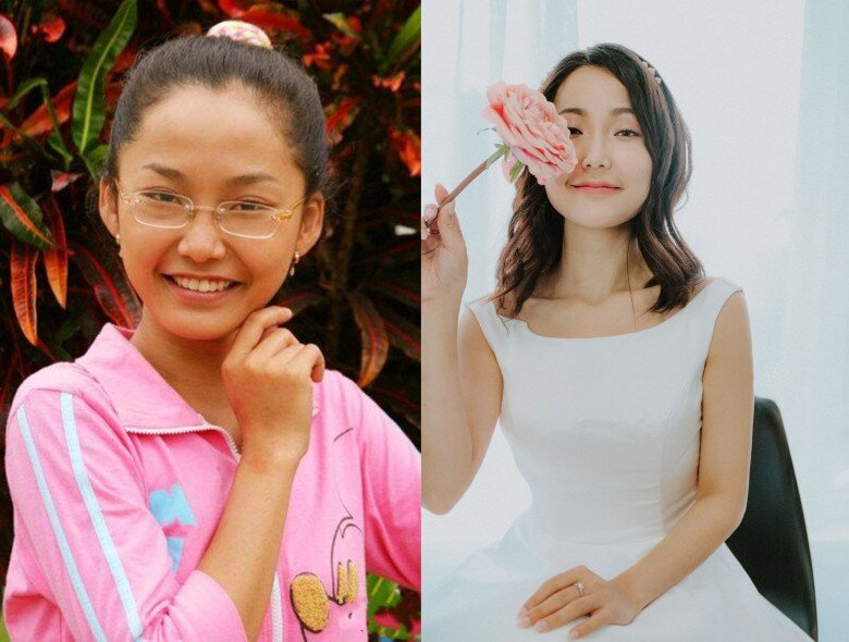 Cô nàng Hạnh cận với làn da ngăm đen, giờ ngày càng xinh đẹp.