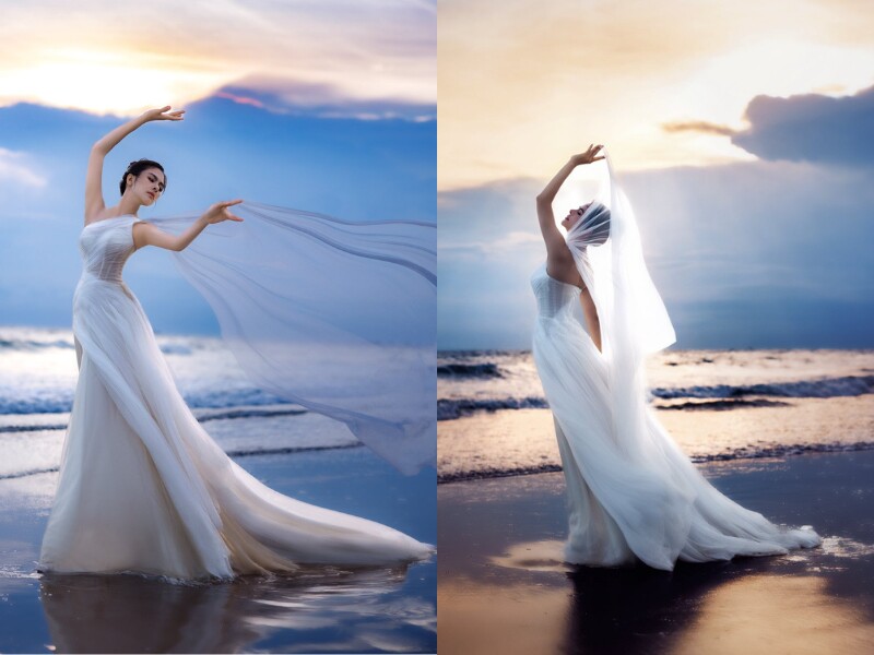 Trước đó, Vân Trang cũng khiến dân tình trầm trồ khi khoe bộ ảnh xinh đẹp ở bãi biển. Vóc dáng thon gọn, mặc trang phục trắng khoe body hờ hững, cô được khán giả nhận xét đúng chuẩn "nàng thơ".