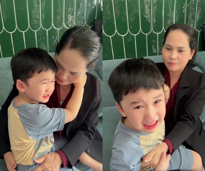 Con trai Hà Trí Quang khóc nức nở khi tạm biệt bố mẹ Thanh Đoàn.