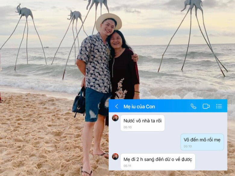 Mẹ ruột Vũ Hồng Sơn chạy lũ lúc 2 giờ sáng, chỉ kịp cầm theo chiếc điện thoại.