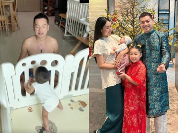 Quang Minh khoe cảnh bình yên khi tập đứng cho quý tử, từng thương con thiệt thòi khi sinh ra lúc bố đã U70