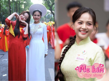 Hội mẹ bỉm tham gia diễu hành A80: Vân Trang đưa theo con gái từ miền Nam ra Bắc, Thu Quỳnh được dẫn đầu khối