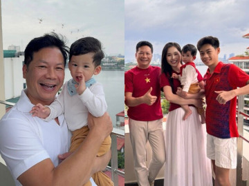 Shark Hưng khoe quý tử hệt như "bản sao" từ bố, vợ Á hậu thân thiết bên con trai riêng của chồng