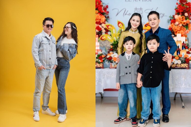 Cặp vợ chồng có 2 quý tử điển trai.