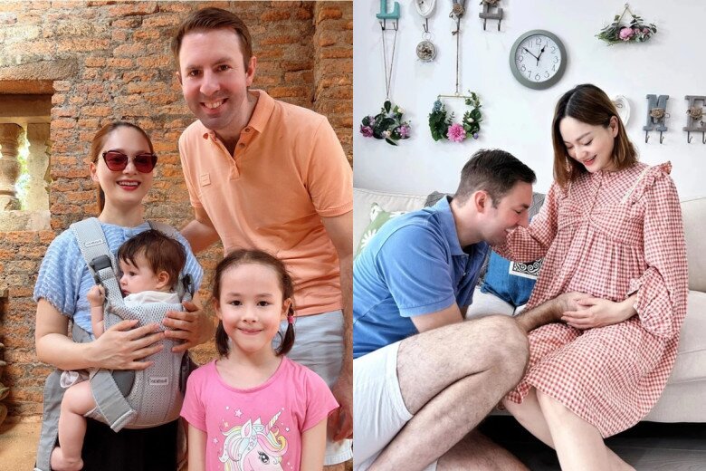Hình ảnh hạnh phúc của gia đình Lan Phương và ông xã ngoại quốc.