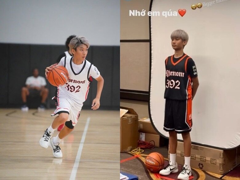 Con trai Lệ Quyên tham gia thi đấu bóng rổ ở Mỹ.