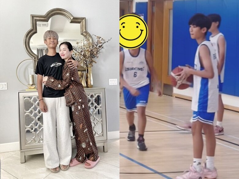 Con trai Lệ Quyên hiện đã cao vượt mẹ, có năng khiếu chơi thể thao.