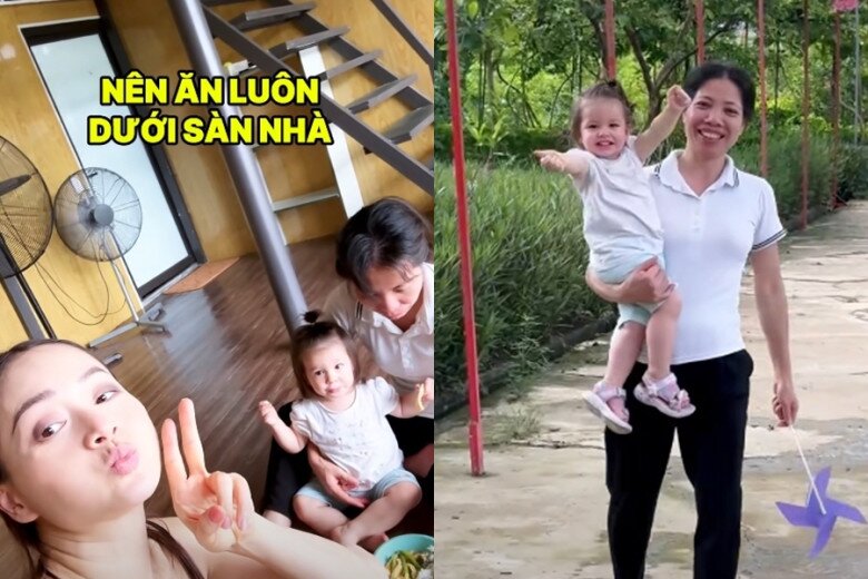 Lan Phương có sự giúp sức của bảo mẫu trong quá trình chăm sóc các con.