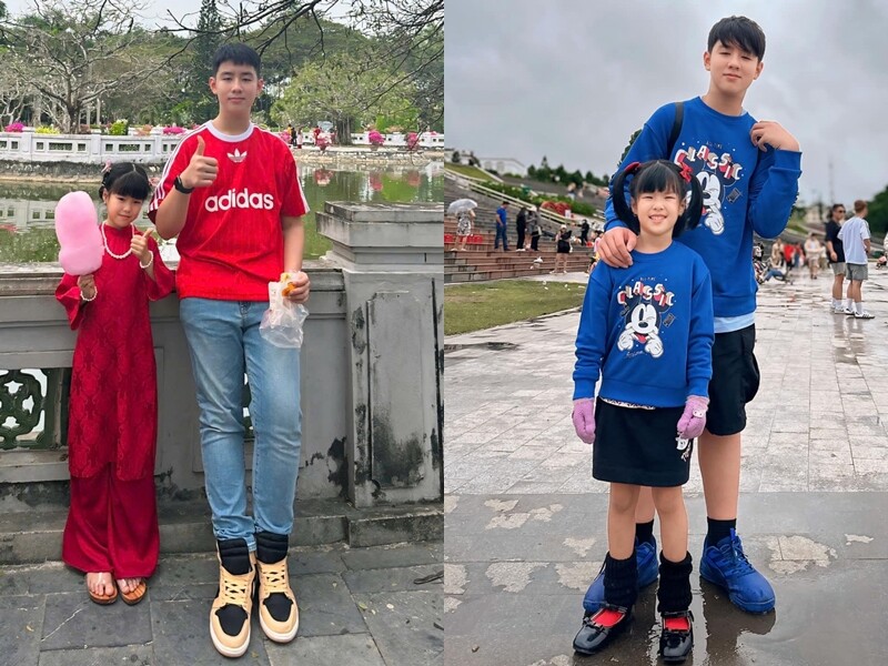 Lê Phương được khen nuôi con khéo vì 2 nhóc tì đều cao lớn.