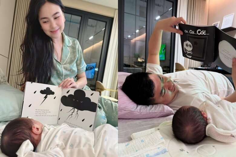 Vợ chồng Mai Ngọc dành nhiều thời gian dạy học sớm cho con.