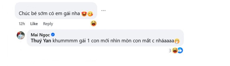 Mai Ngọc đối đáp khi nhận được lời chúc sớm có em bé thứ 2.