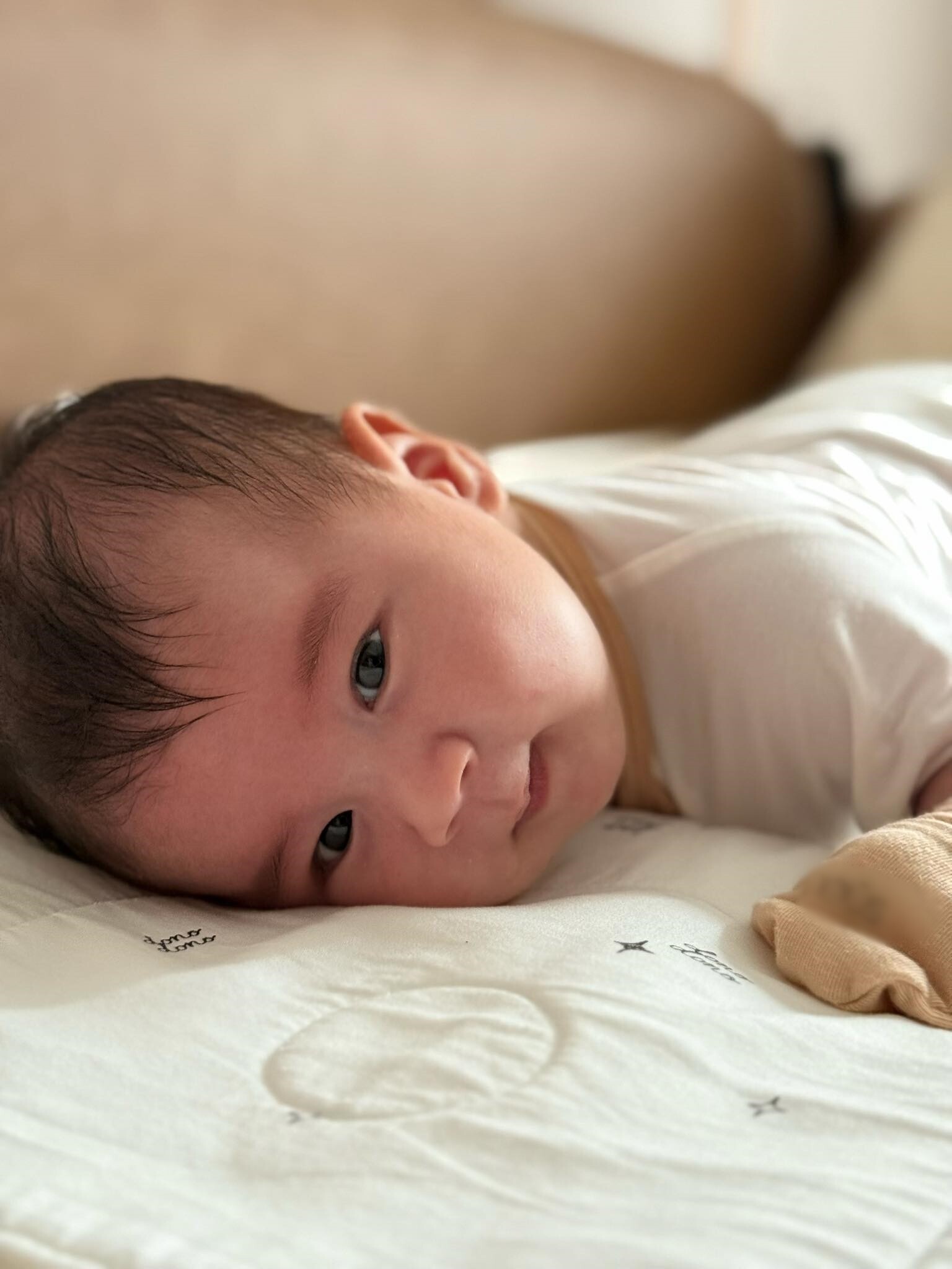 Con trai Mai Ngọc mới 2 tháng tuổi đã bụ bẫm, cứng cáp.