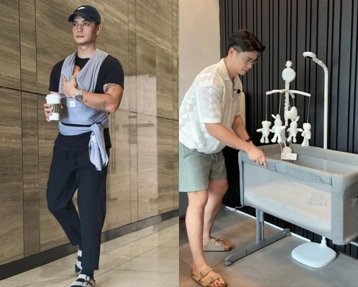 Huy Trần là ông bố đảm đang chăm ái nữ vô cùng chu đáo.