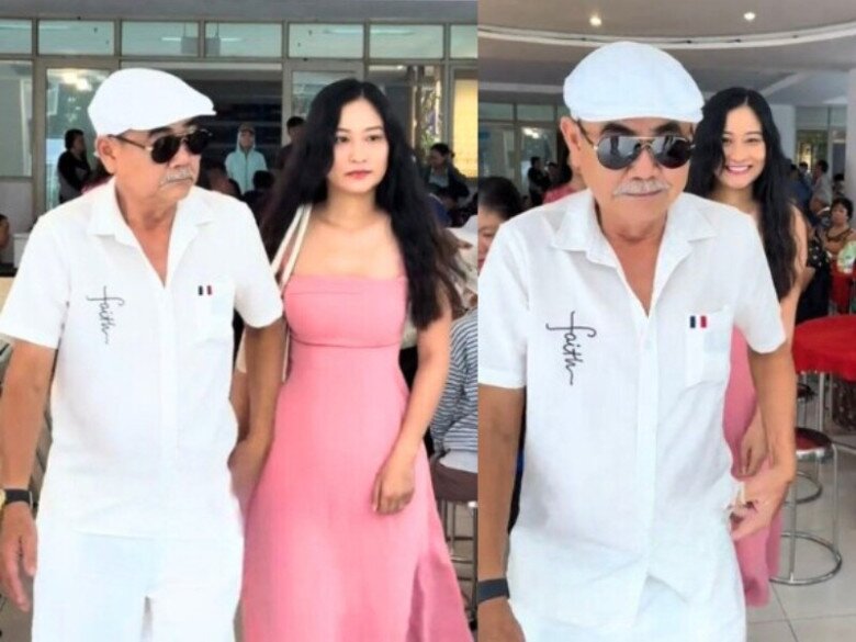 Nam nghệ sĩ tự hào khi sánh đôi cùng tình trẻ.
