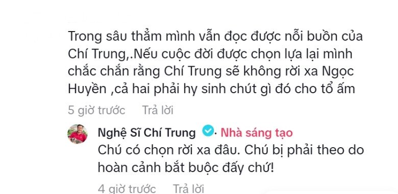 Chí Trung nói không lựa chọn rời xa vợ cũ.