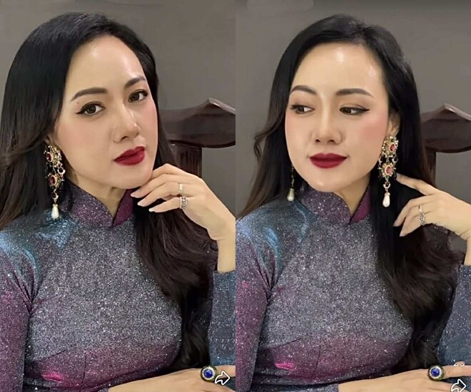 BTV Hoài Anh “lột xác” khi trang điểm đậm, sắc sảo.