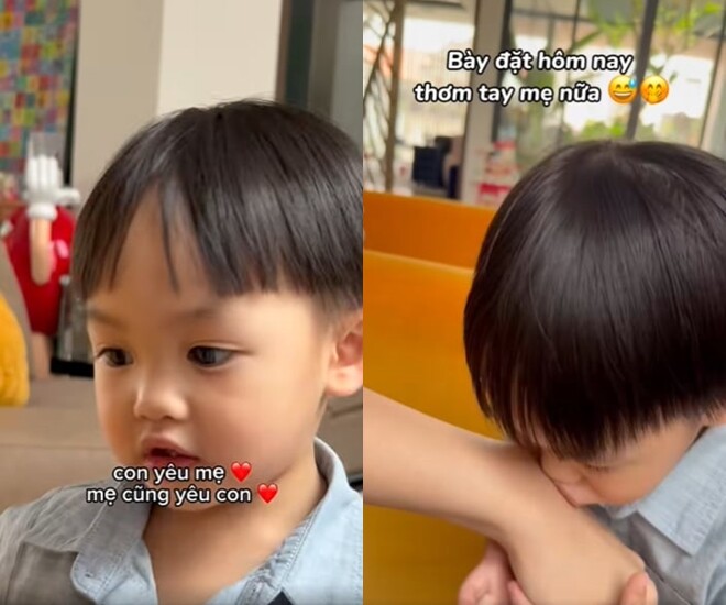 Cậu út nhà Đàm Thu Trang làm trái tim mọi người tan chảy với câu nói “Con yêu mẹ”.