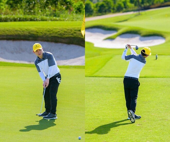 Chồng Đỗ Mỹ Linh khoe ảnh chơi golf cực “nghệ”. 