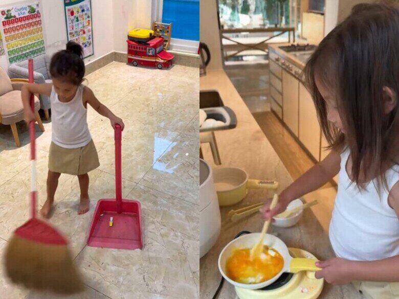 Lisa ngoan ngoãn chăm chỉ làm việc nhà.