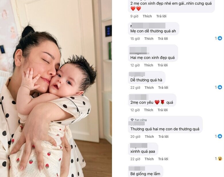 Người hâm mộ đều dành lời khen cho nhan sắc của Nhật Kim Anh và ái nữ Julia.