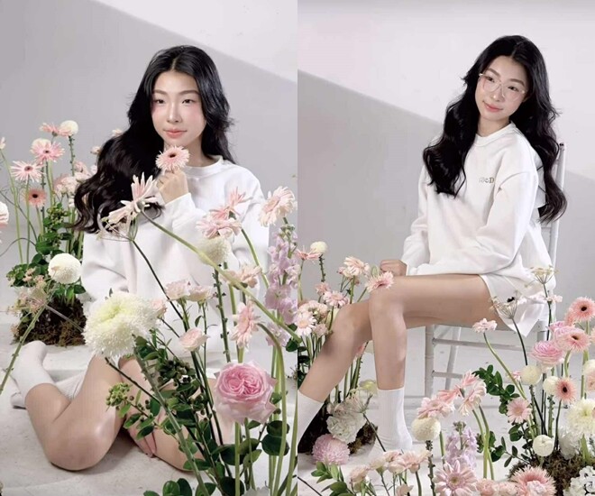 Con gái Hồng Diễm xinh đẹp như hoa hậu khi chụp ảnh trong studio.