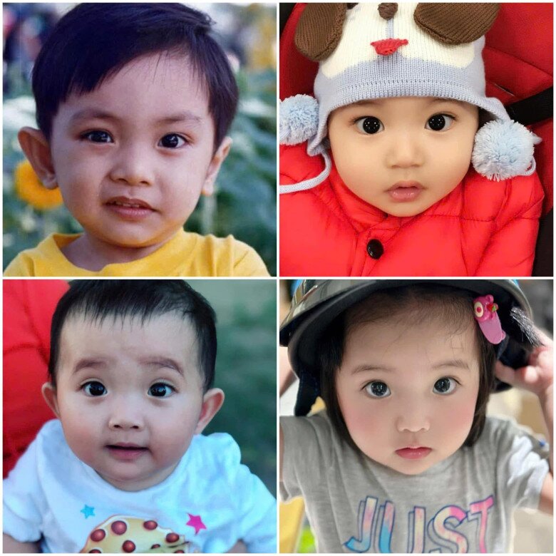 3 nhóc tì đều có nét giống Phan Hiển lúc nhỏ (ảnh trên cùng, bên trái).