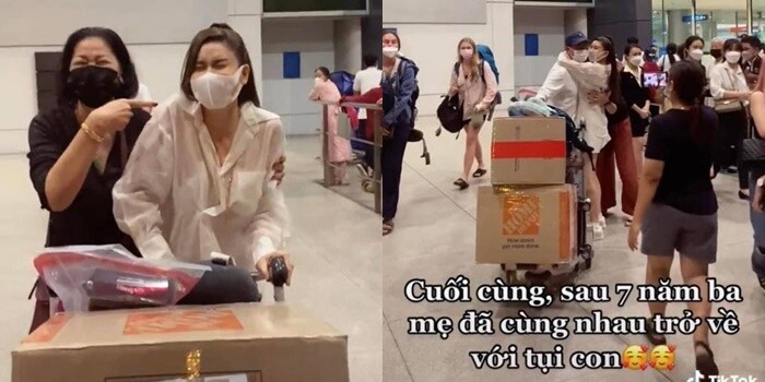 Trương Quỳnh Anh hạnh phúc khi được bố mẹ về Việt Nam thăm.