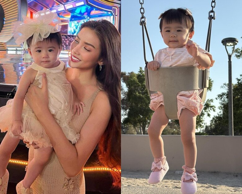 Võ Hoàng Yến đưa con gái tham gia sự kiện từ nhỏ, cô bé có đôi chân giống mẹ.