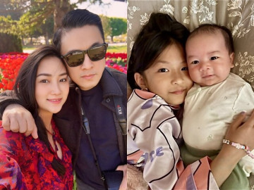 Lam Trường gọi vợ trẻ là bé và cưng nhất nhà, con trai quốc tịch Mỹ gần 2 tháng tuổi đã bầu bĩnh, giống hệt chị gái
