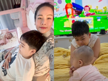 Nhật Kim Anh khoe khoảnh khắc hạnh phúc bên 2 con, quý tử đối xử dịu dàng với em gái chung nửa huyết thống