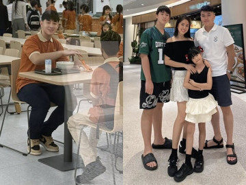 Con trai Lê Phương như người khổng lồ khi ngồi cùng bạn, ra dáng anh cả kèm cặp em gái kém 7 tuổi lần đầu đến trường