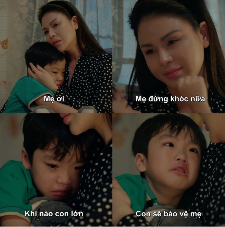 Cũng trong tập 12, bé Khoai có nhiều cảnh khiến người xem rơi nước mắt.