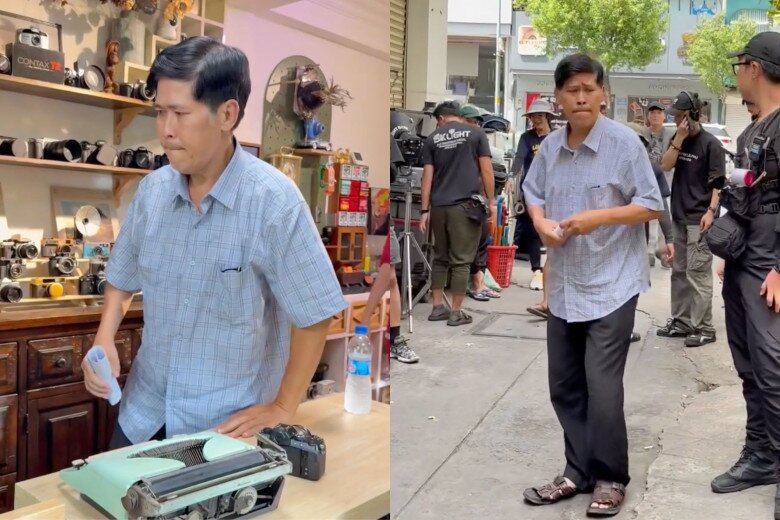 Nam nghệ sĩ gặp khó khăn khi đi lại và cần người dìu đỡ để di chuyển.