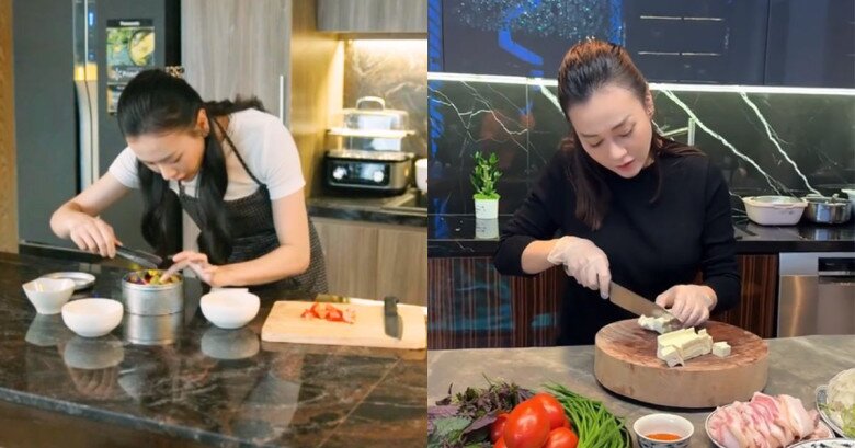 Phân đoạn Mỹ Anh nấu ăn trong phim y hệt như Phương Oanh ngoài đời.