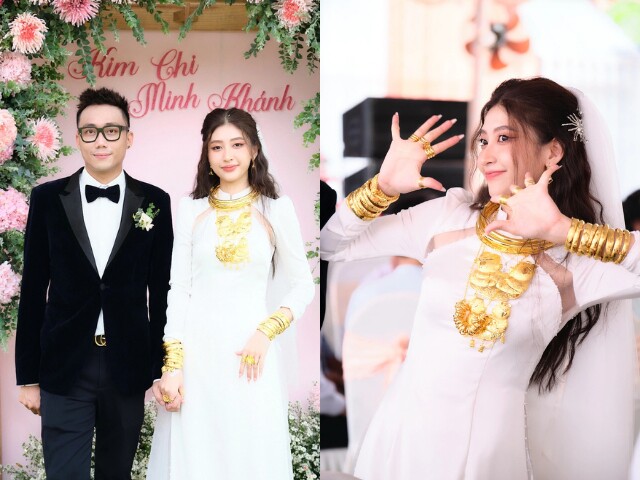 Cô dâu Kim Chi nhận sính lễ 20 cây vàng trong đám hỏi năm 2023.